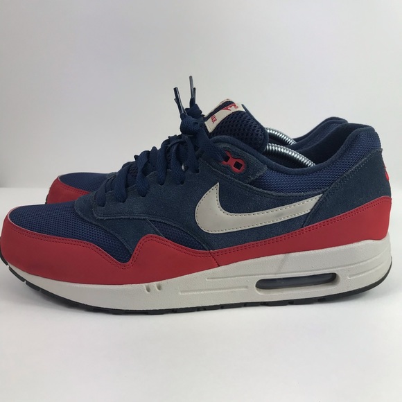 NIKE AIR MAX 1 ESSENTIAL MIDNIGHT NAVY BLUE-RED - Picture 2 of 10